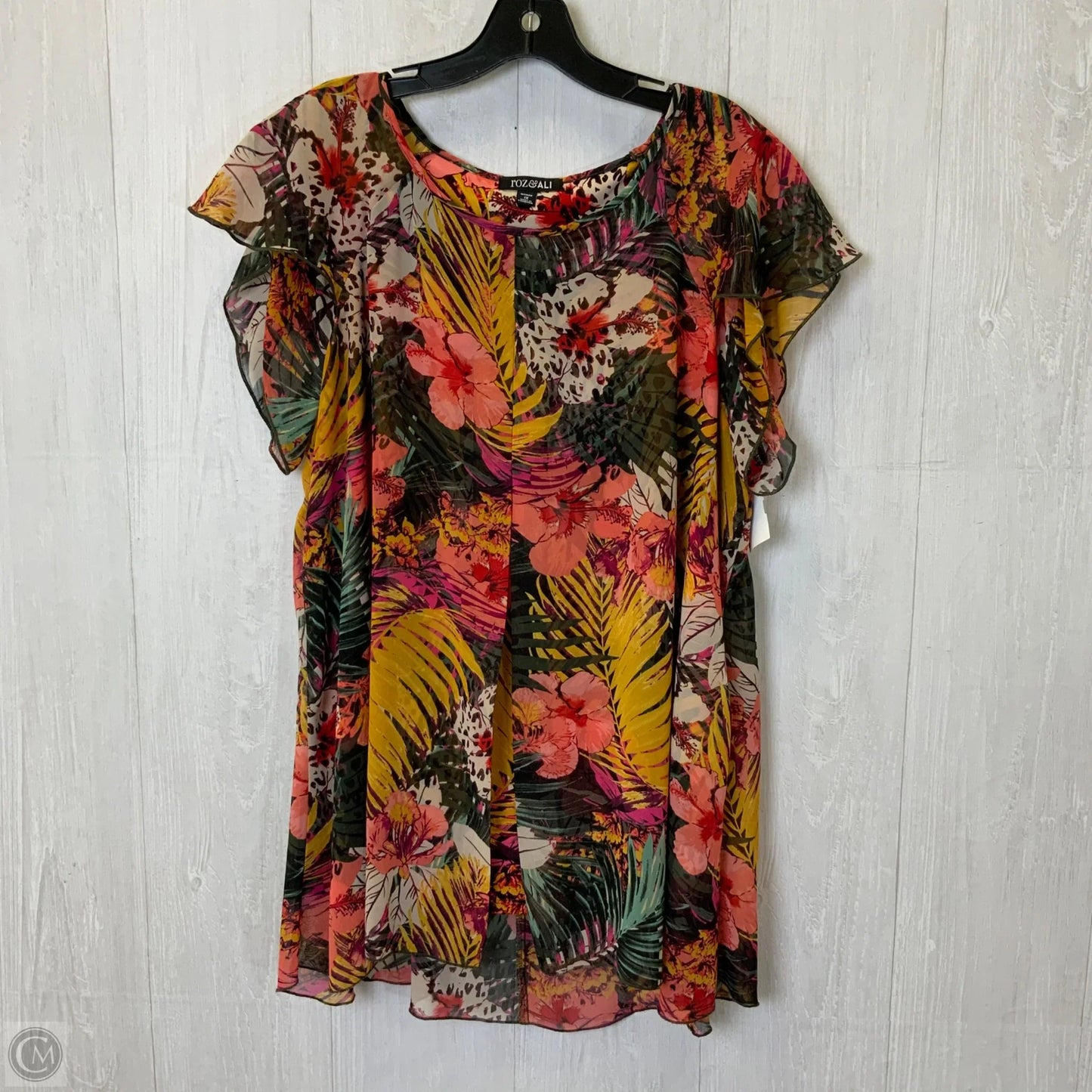 Top Short Sleeve By Roz And Ali In Multi-colored, Size: 1x