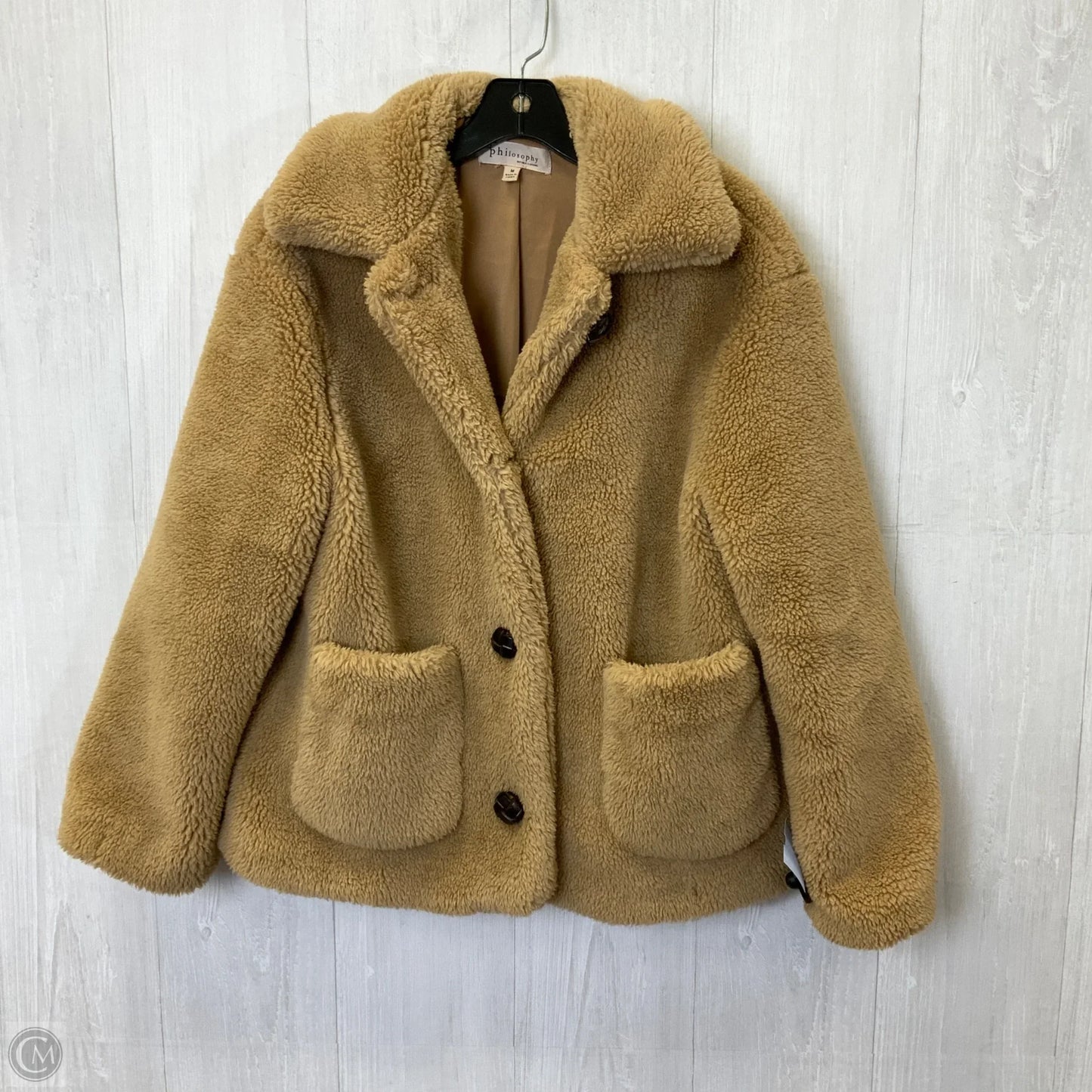 Jacket Faux Fur & Sherpa By Philosophy In Brown, Size: M