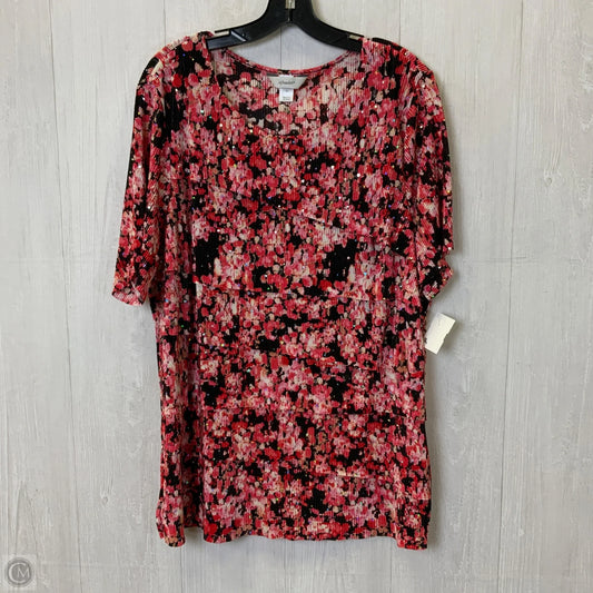 Top Short Sleeve By Cj Banks In Black & Pink, Size: 2x