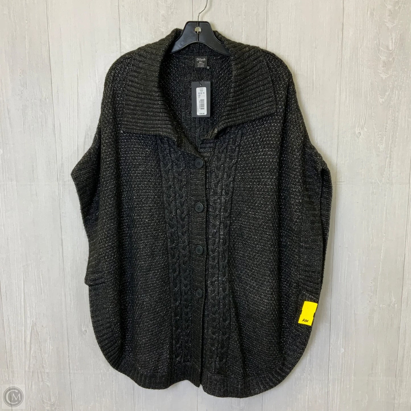 Sweater Cardigan By Clothes Mentor In Black & Silver, Size: Osfm