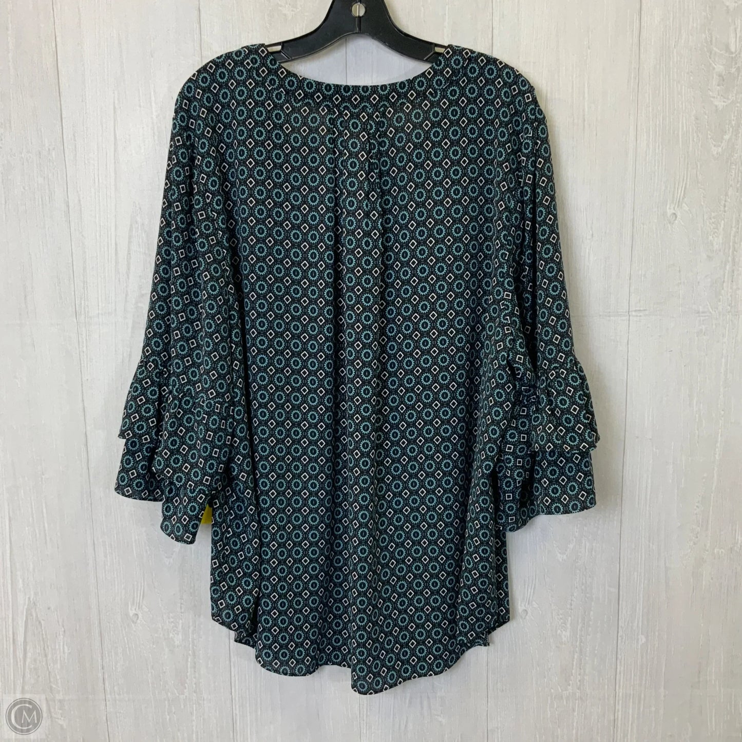 Blouse Short Sleeve By Roz And Ali In Black & Blue, Size: 3x