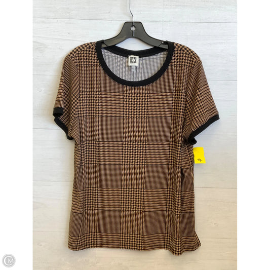 Top Short Sleeve By Anne Klein In Black & Brown, Size: L
