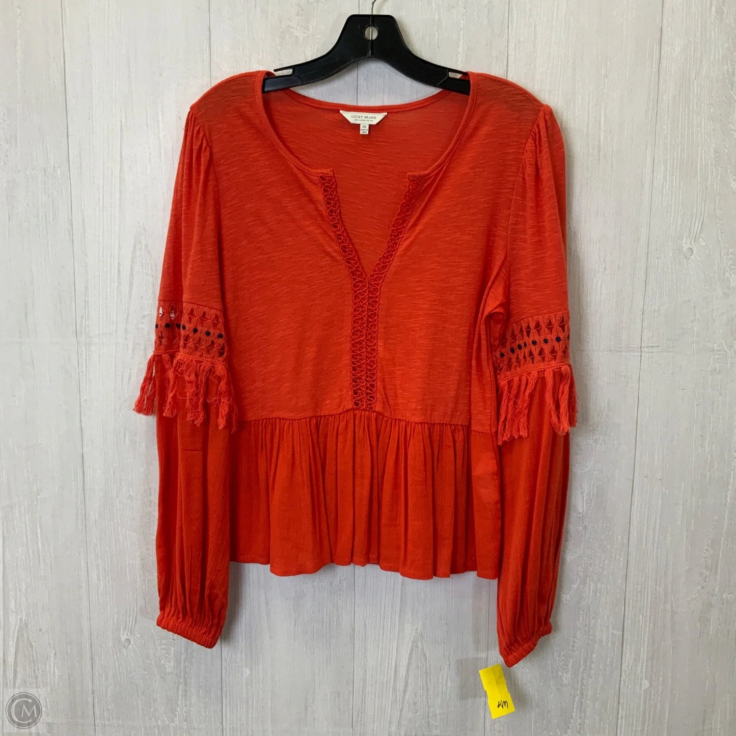 Top Long Sleeve By Lucky Brand In Orange, Size: Xs
