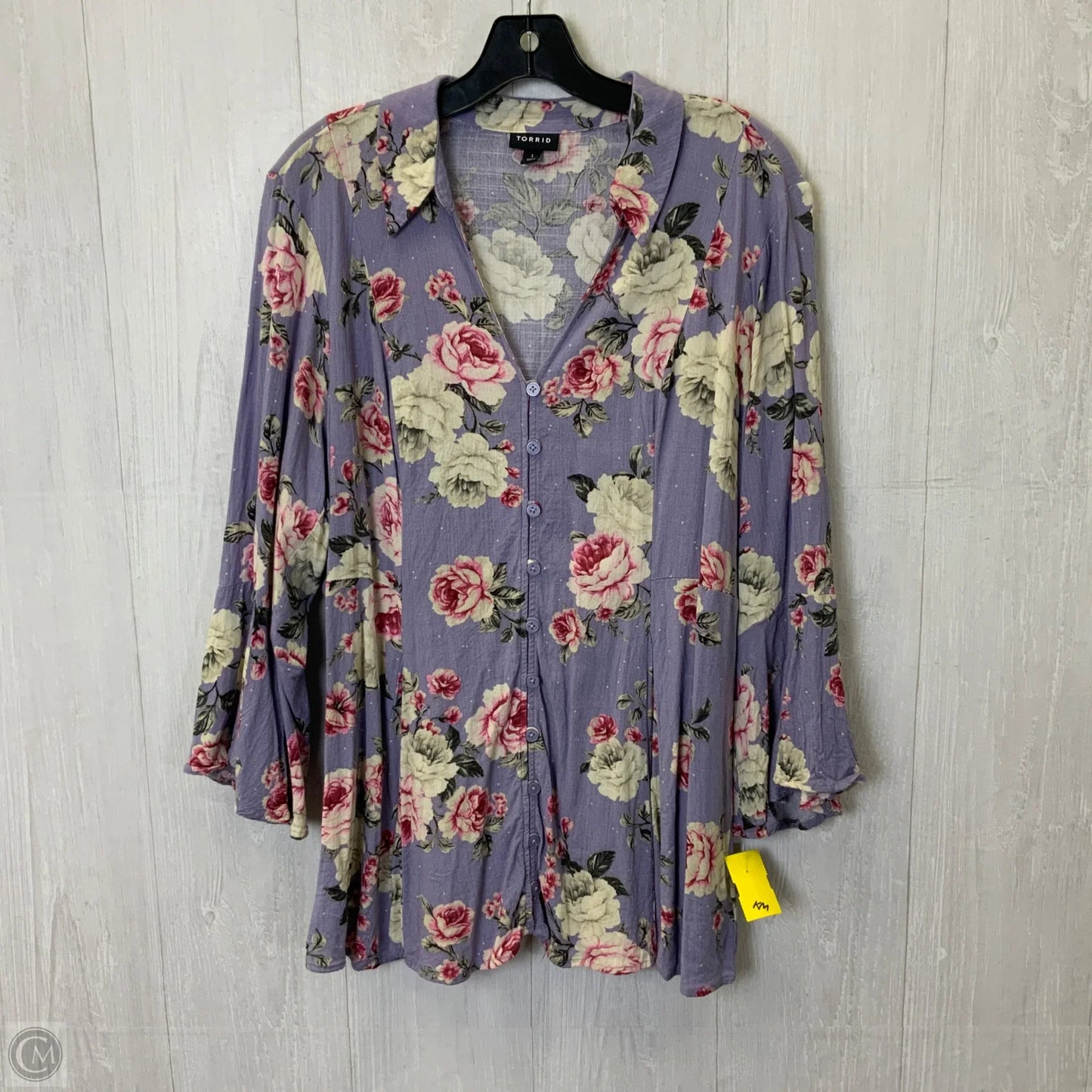 Top Long Sleeve By Torrid In Floral Print, Size: 1x