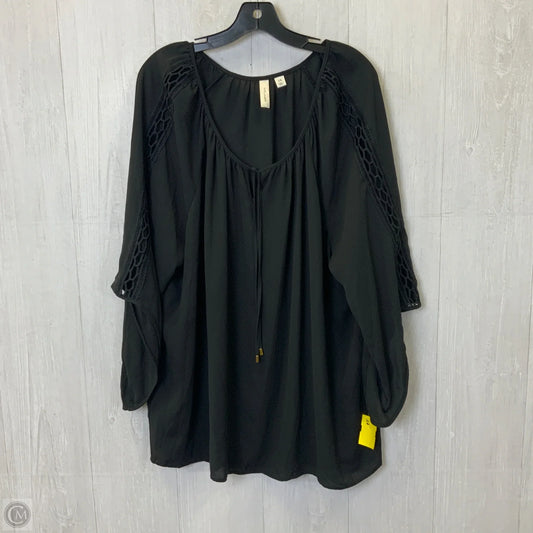 Top Long Sleeve By Tacera In Black, Size: 3x