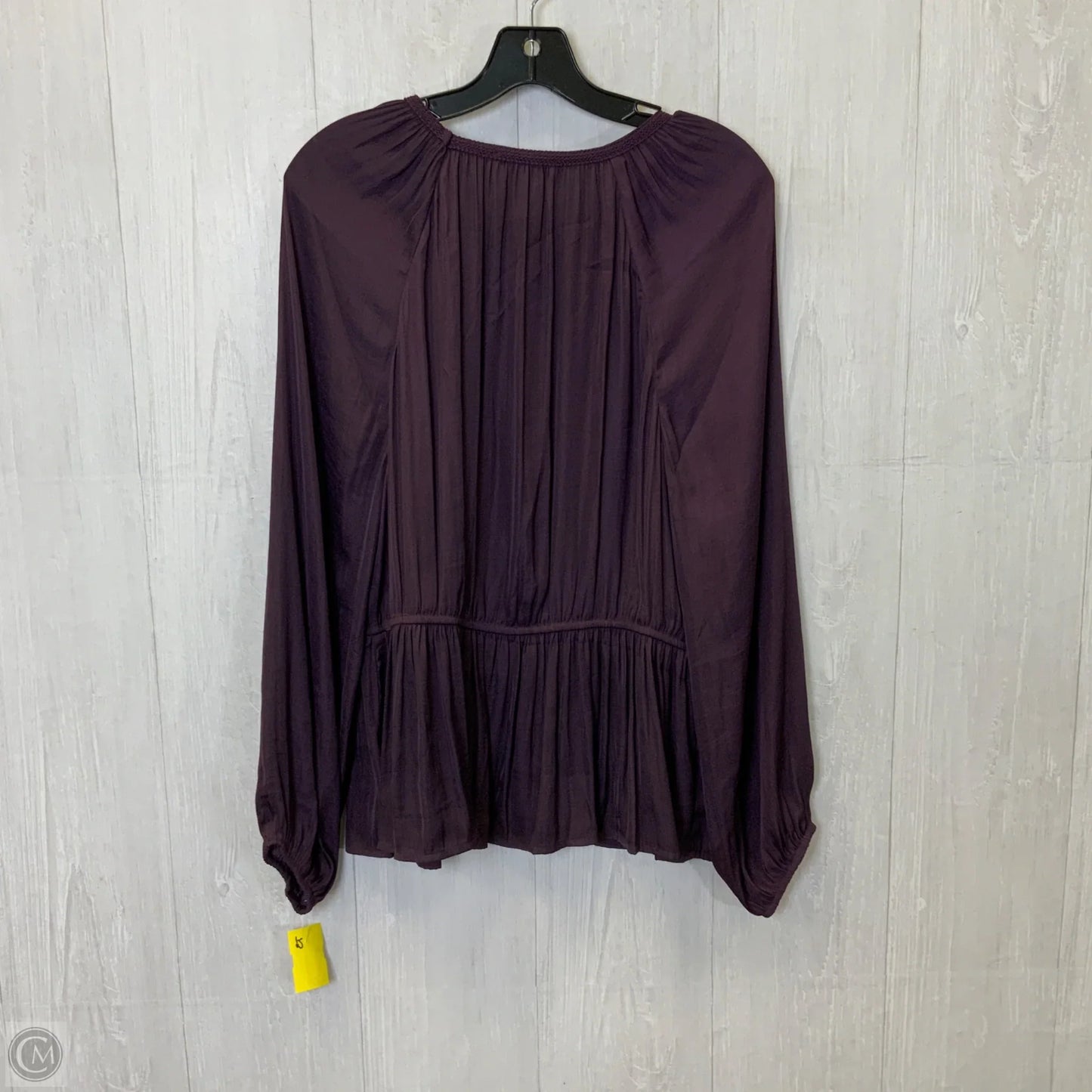 Blouse Long Sleeve By Calligraphie In Purple, Size: L
