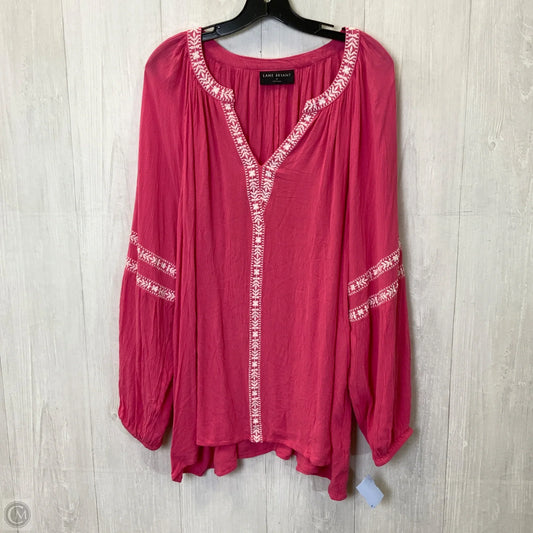 Blouse Long Sleeve By Lane Bryant In Pink, Size: 2x