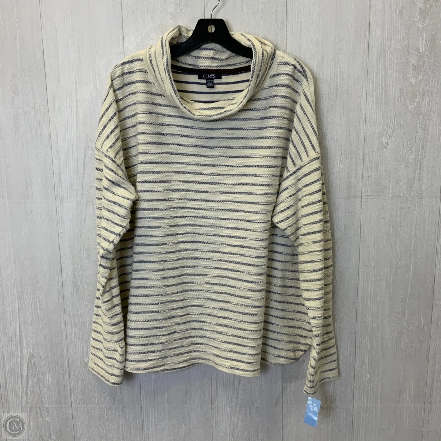 Top Long Sleeve By Chaps In Striped Pattern, Size: 2x