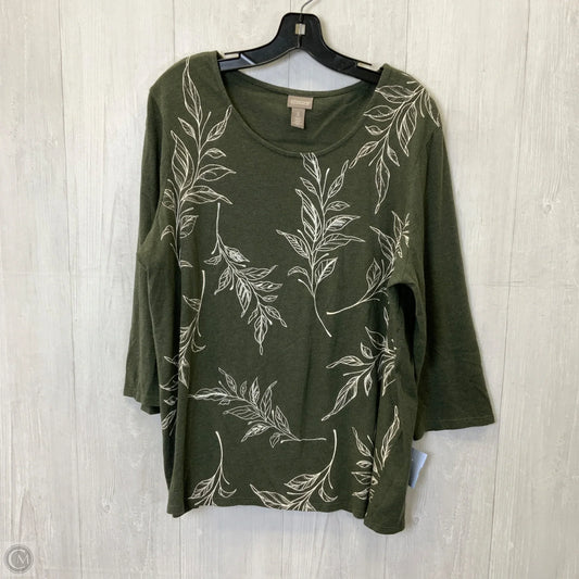 Top 3/4 Sleeve By Chicos In Green, Size: Xl