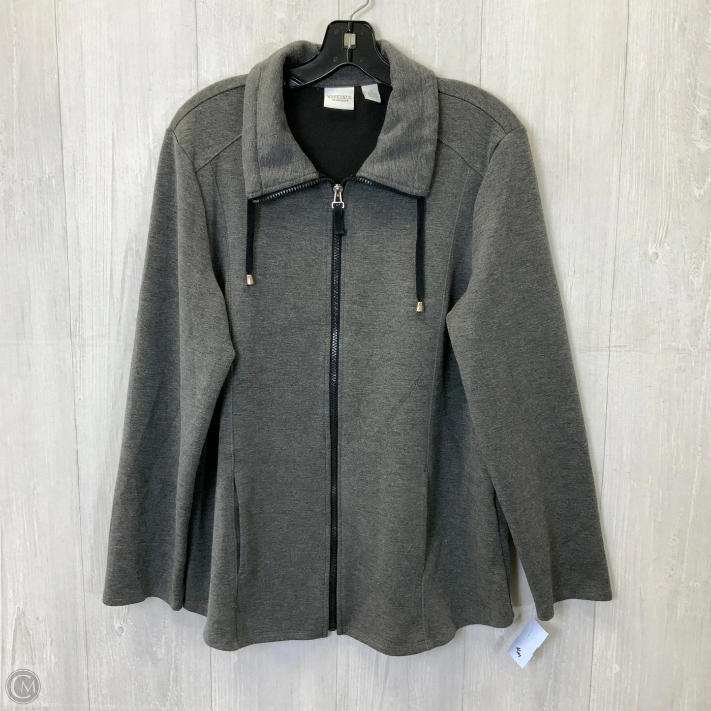 Jacket Fleece By Chicos In Grey, Size: L