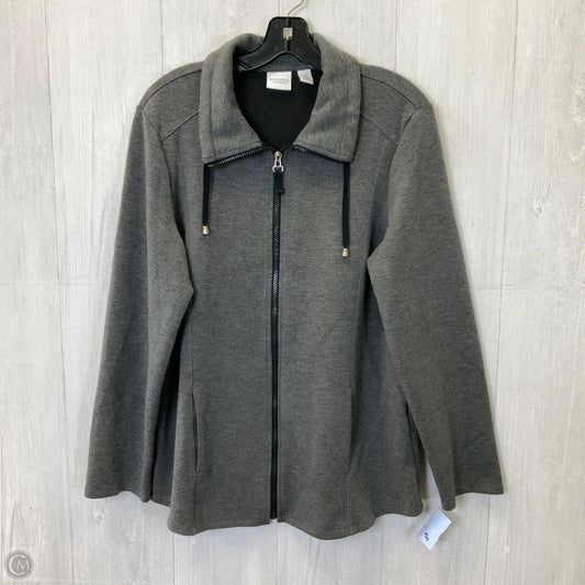 Jacket Fleece By Chicos In Grey, Size: L