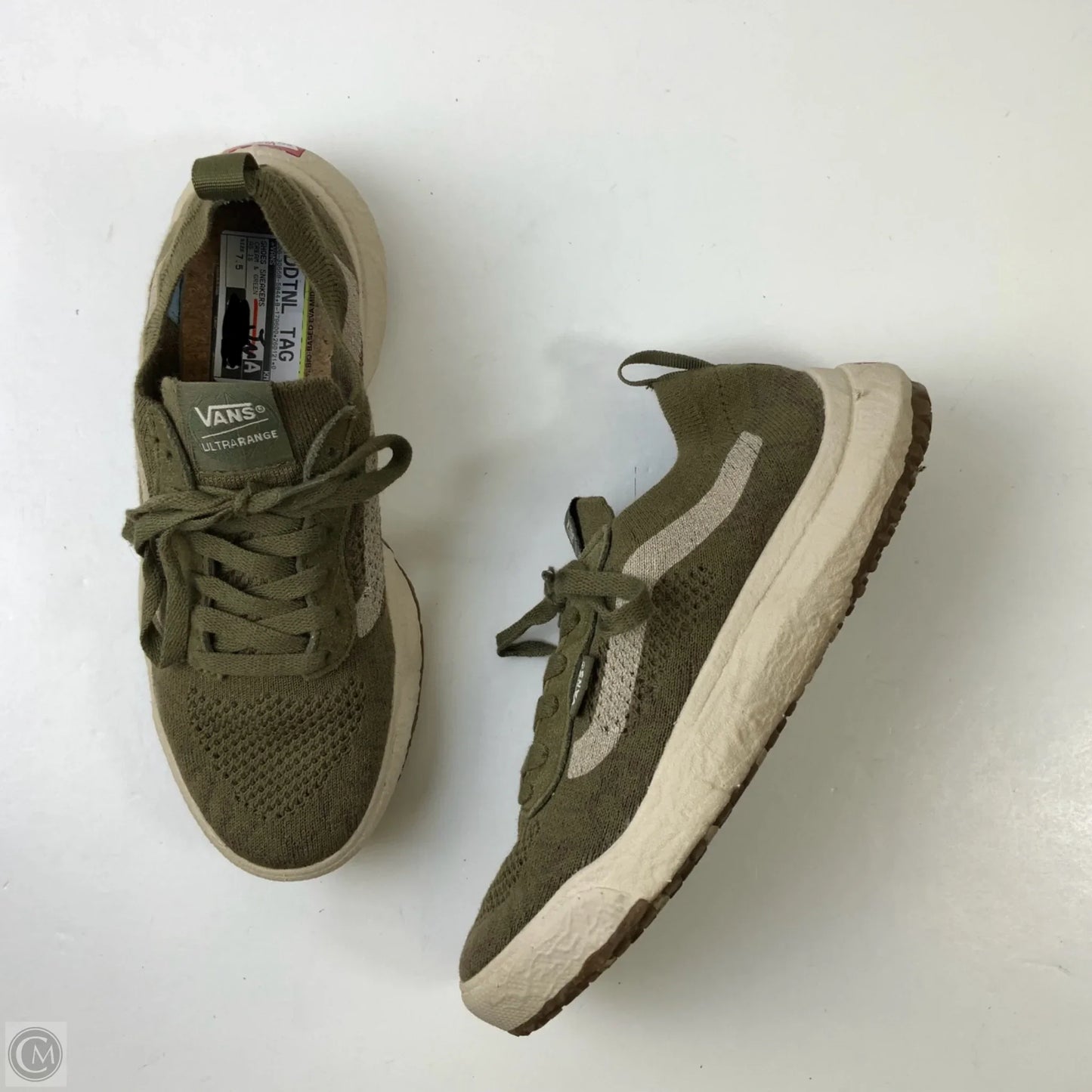 Shoes Sneakers By Vans In Cream & Green, Size: 7.5