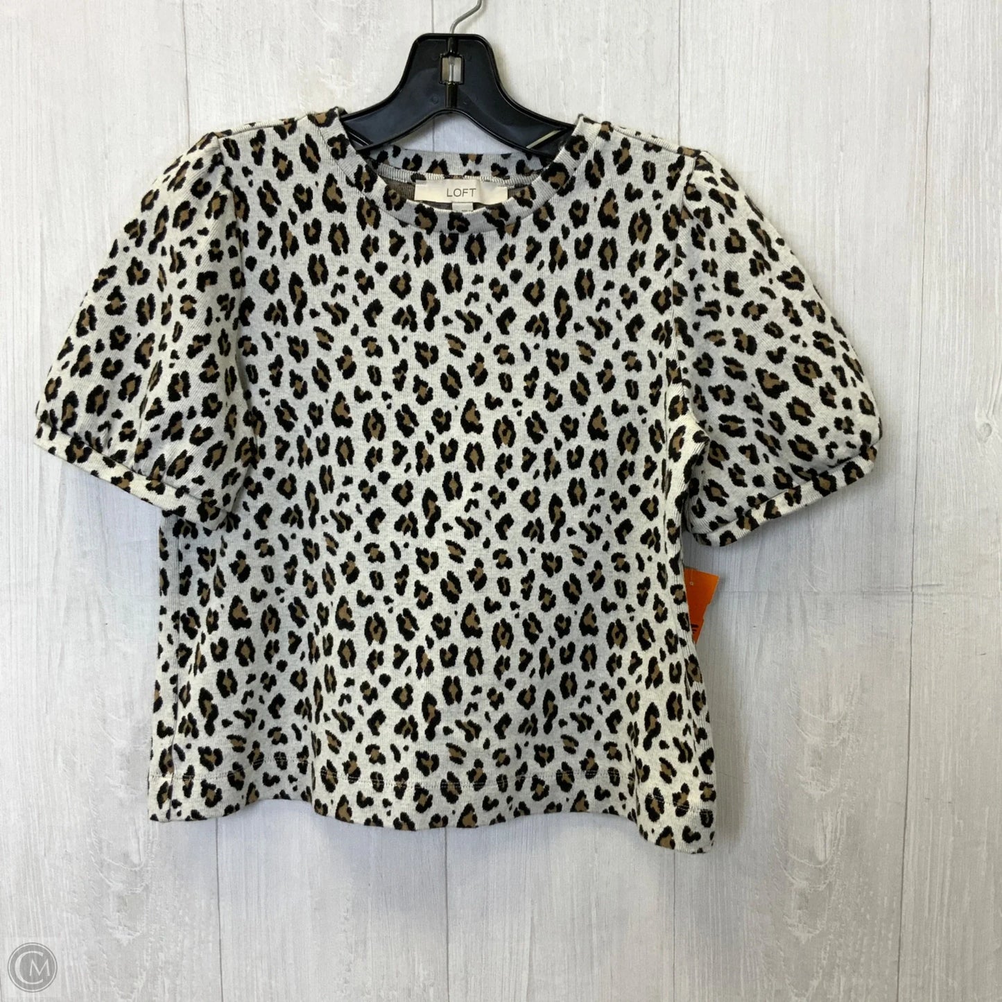 Top Short Sleeve By Loft In Leopard Print, Size: S