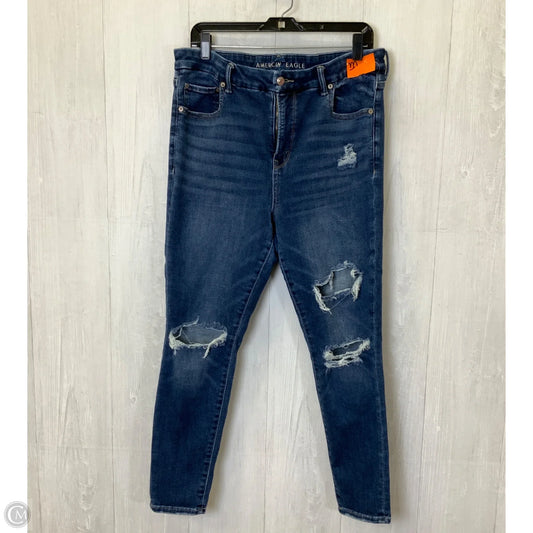 Jeans Skinny By American Eagle In Blue Denim, Size: 16