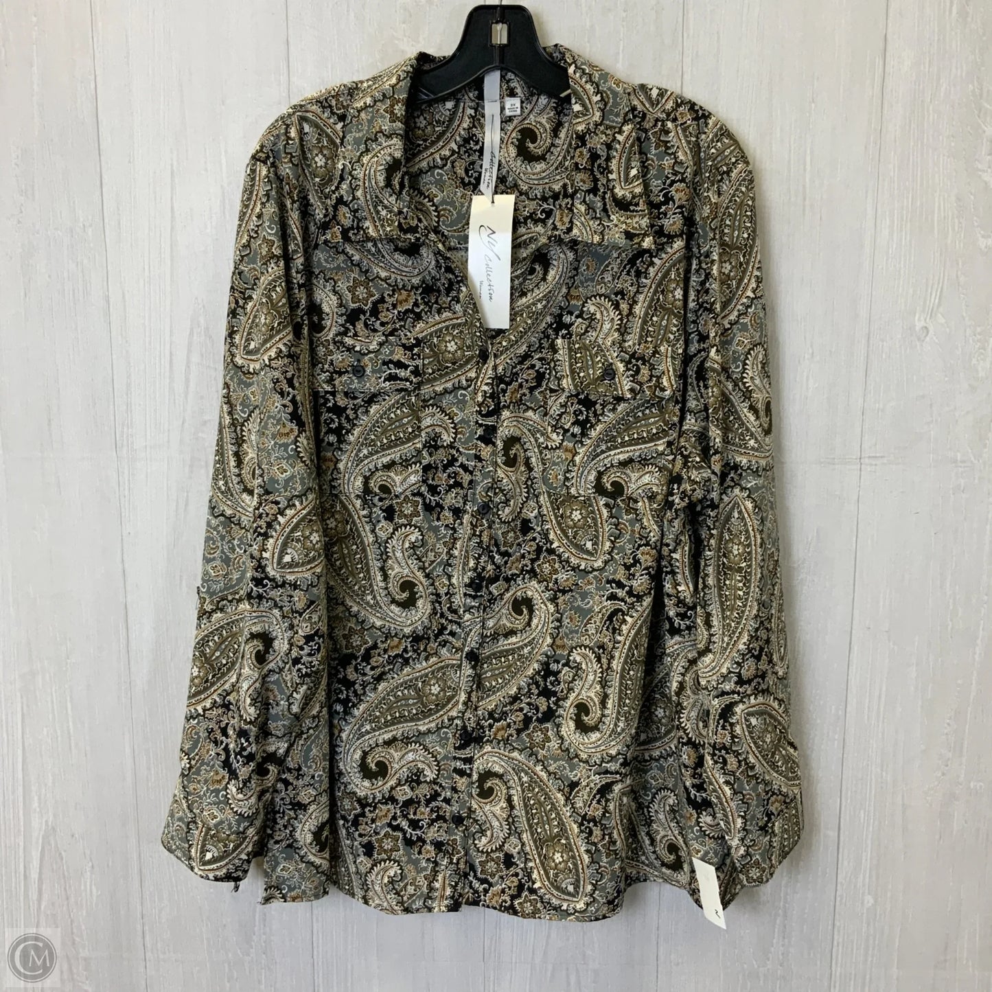 Blouse Long Sleeve By Ny Collection In Brown, Size: 3x