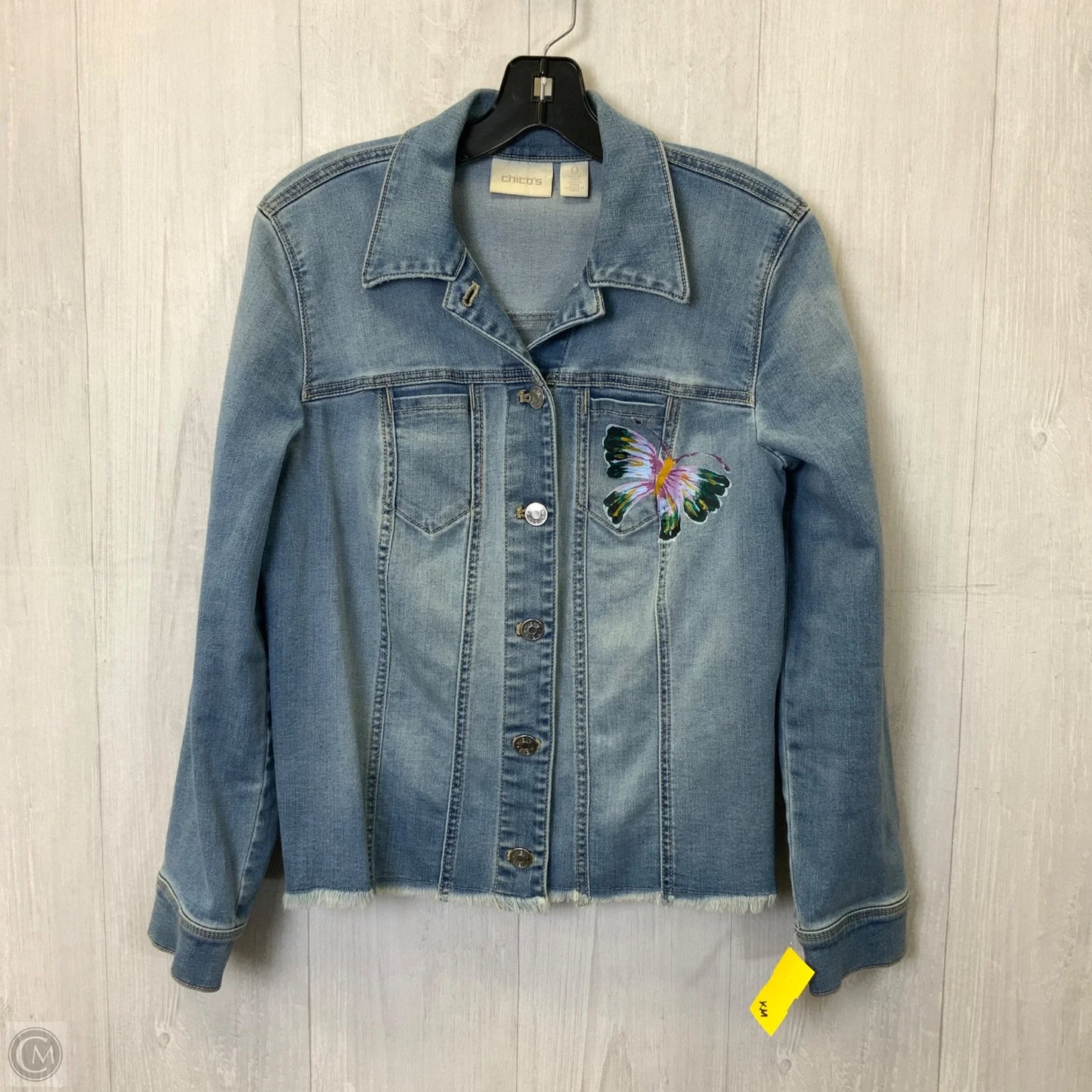 Jacket Denim By Chicos In Blue, Size: S