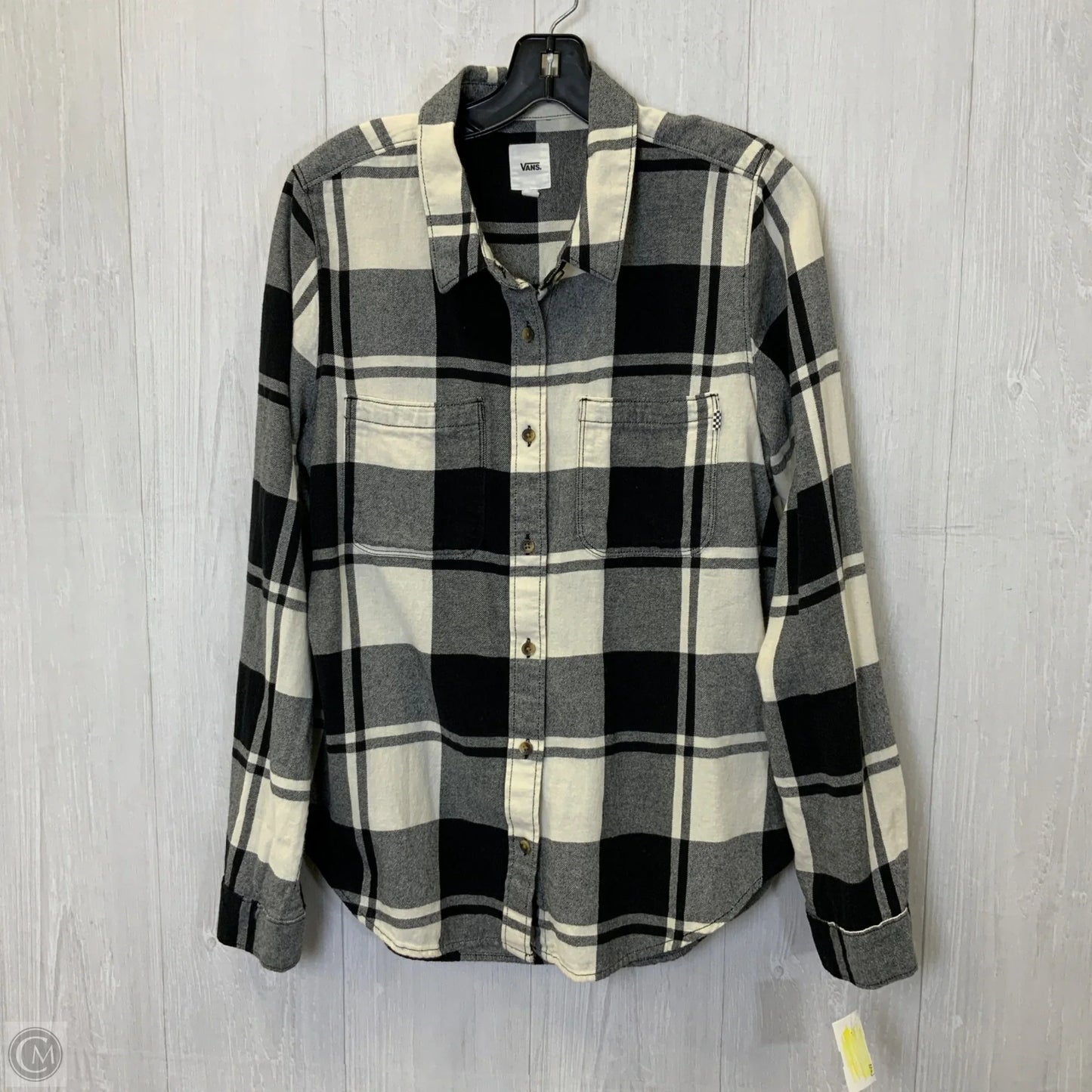 Top Long Sleeve By Vans In Plaid Pattern, Size: L
