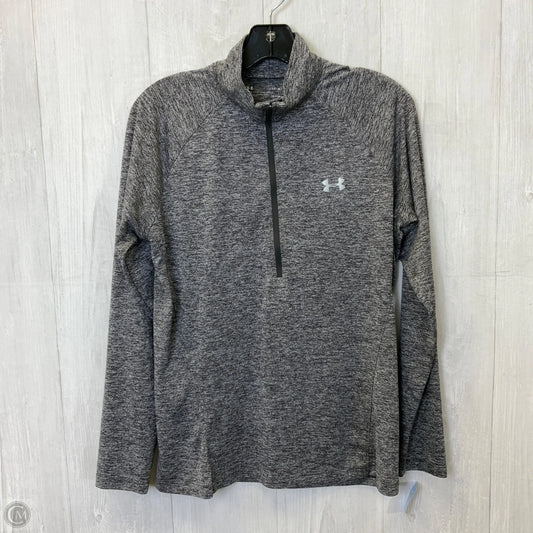Athletic Top Long Sleeve Collar By Under Armour In Grey, Size: L
