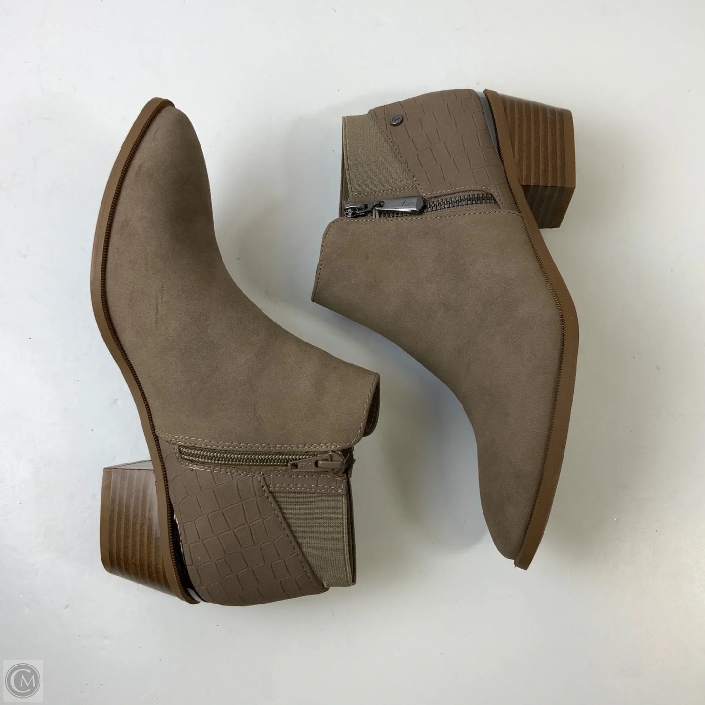 Boots Ankle Heels By Simply Vera In Taupe, Size: 9