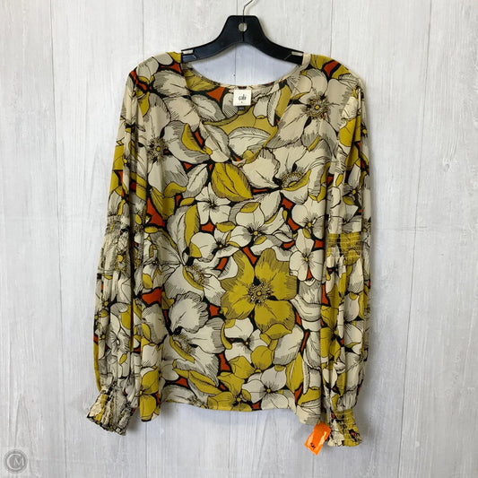 Blouse Long Sleeve By Cabi In Beige, Size: L