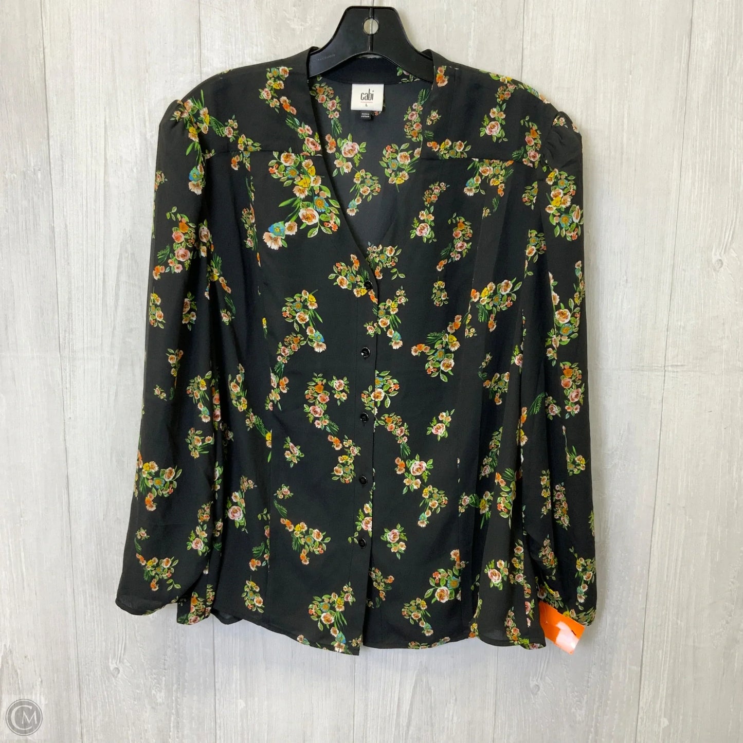 Blouse Long Sleeve By Cabi In Black, Size: L