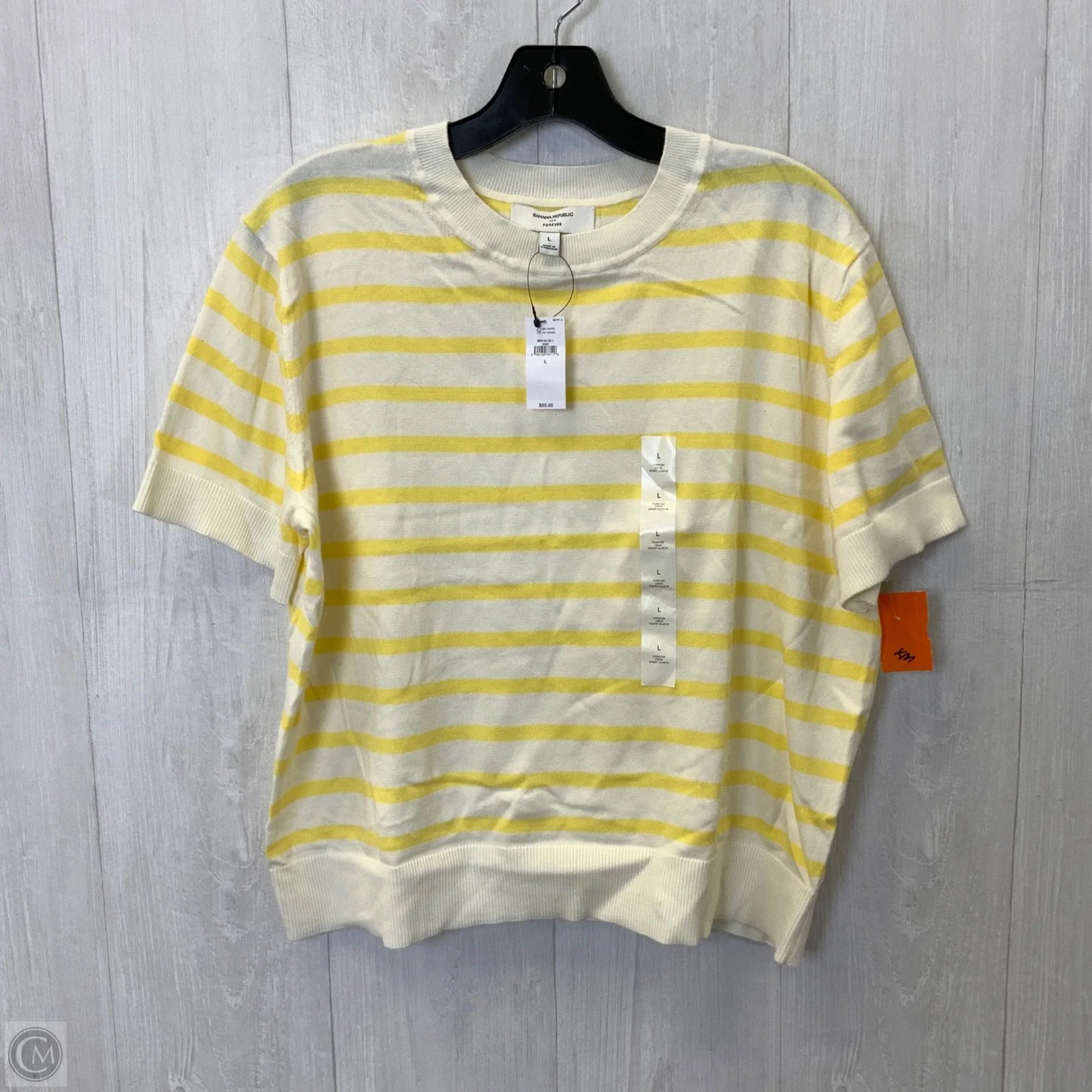 Top Short Sleeve By Banana Republic In Cream/Yellow, Size: L