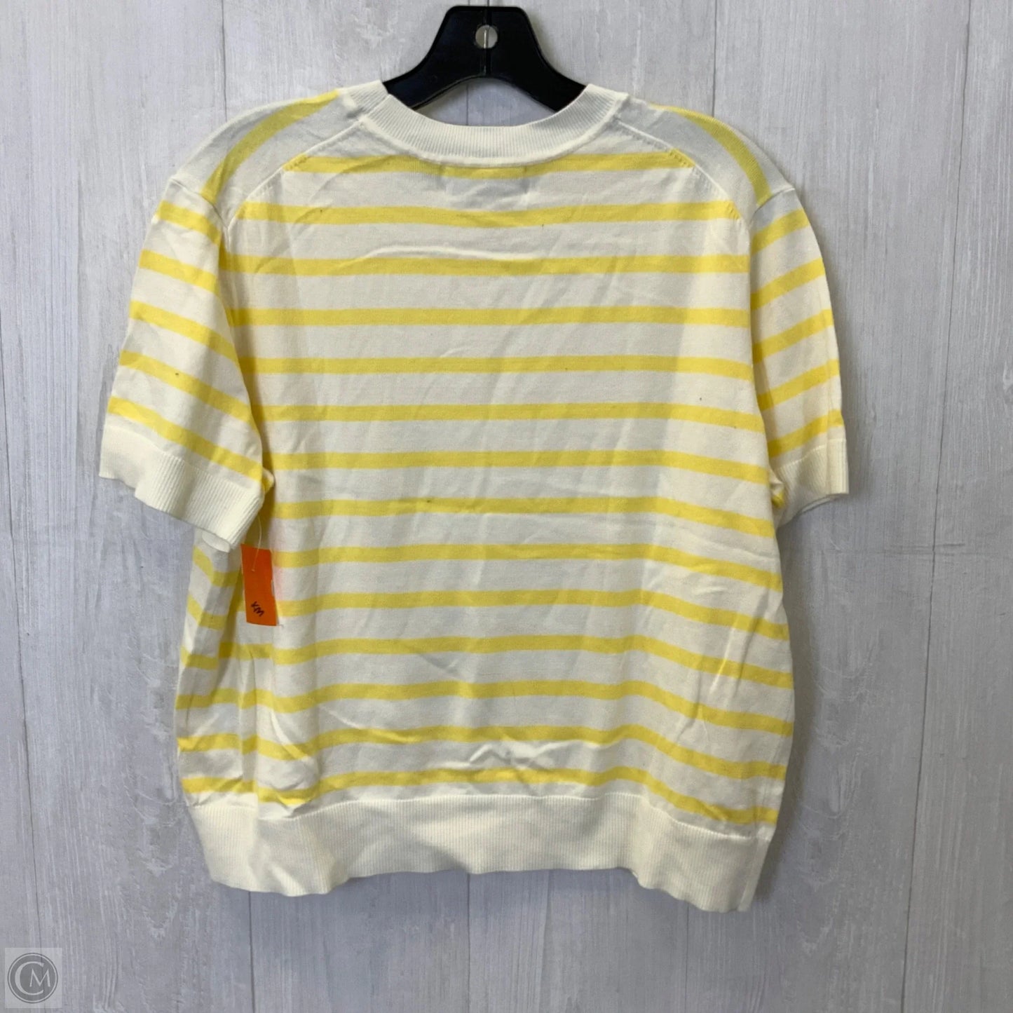 Top Short Sleeve By Banana Republic In Cream/Yellow, Size: L