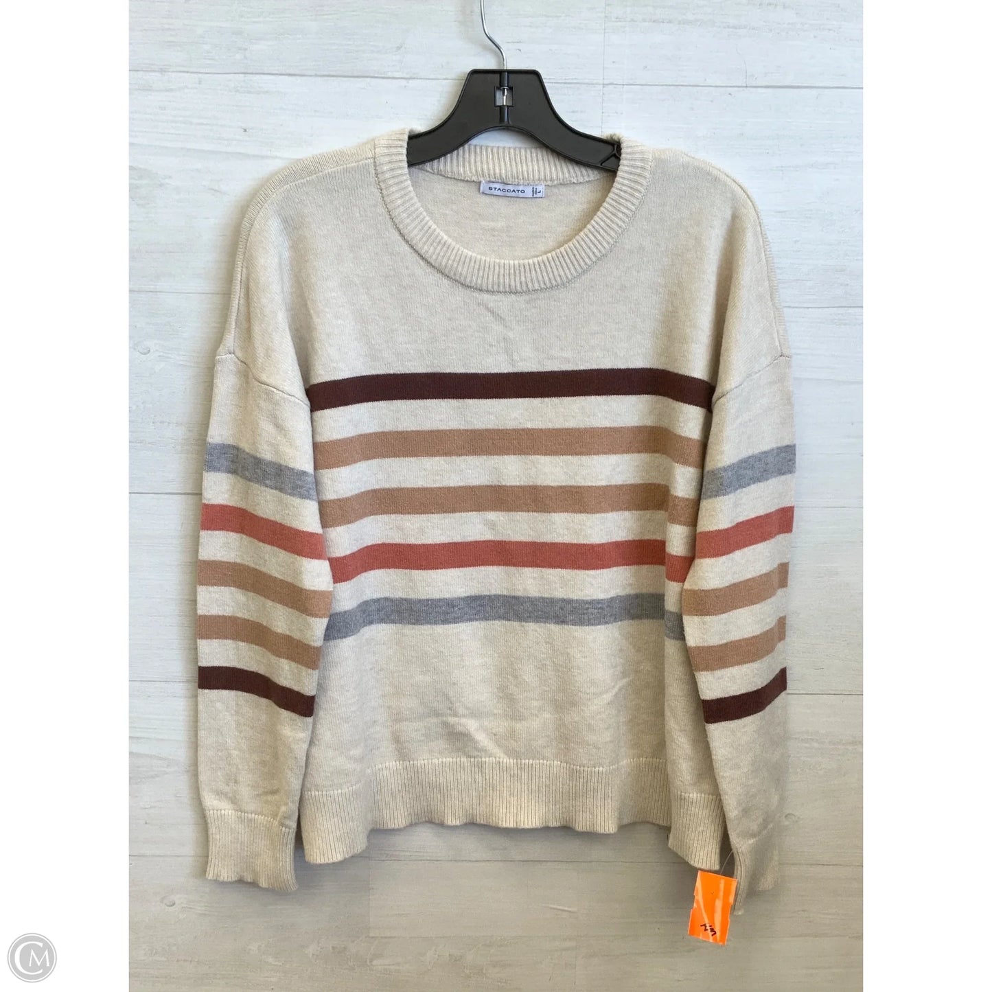 Top Long Sleeve By Staccato In Beige, Size: L