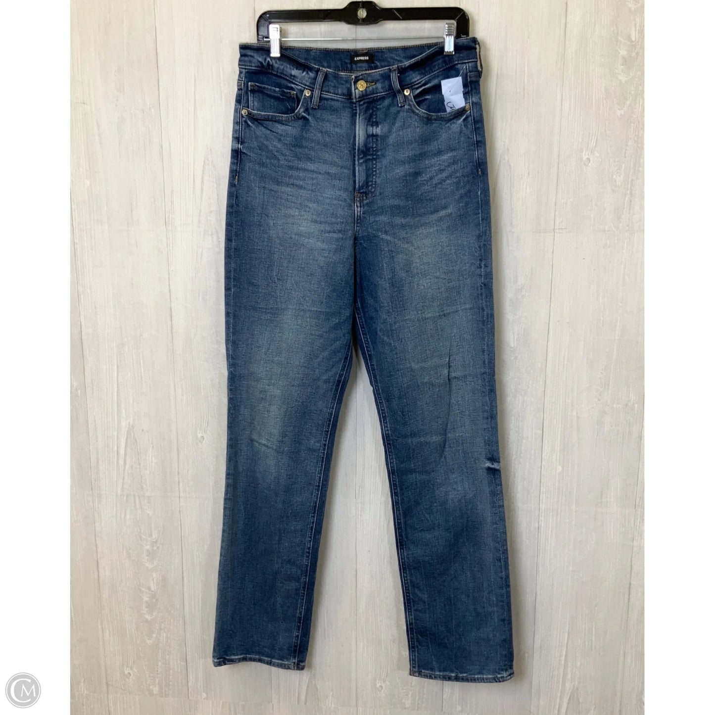 Jeans Straight By Express In Blue Denim, Size: 10