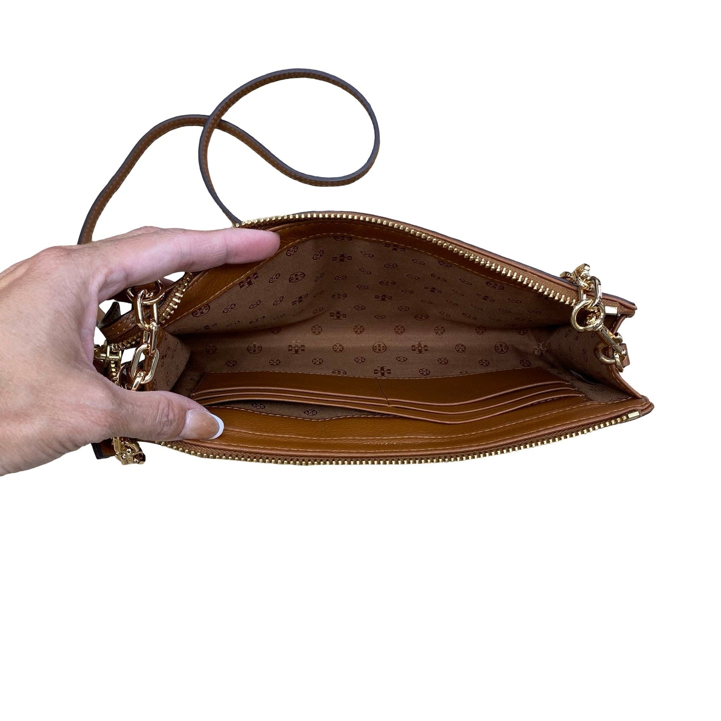 Handbag Designer By Tory Burch In Brown, Size:Medium