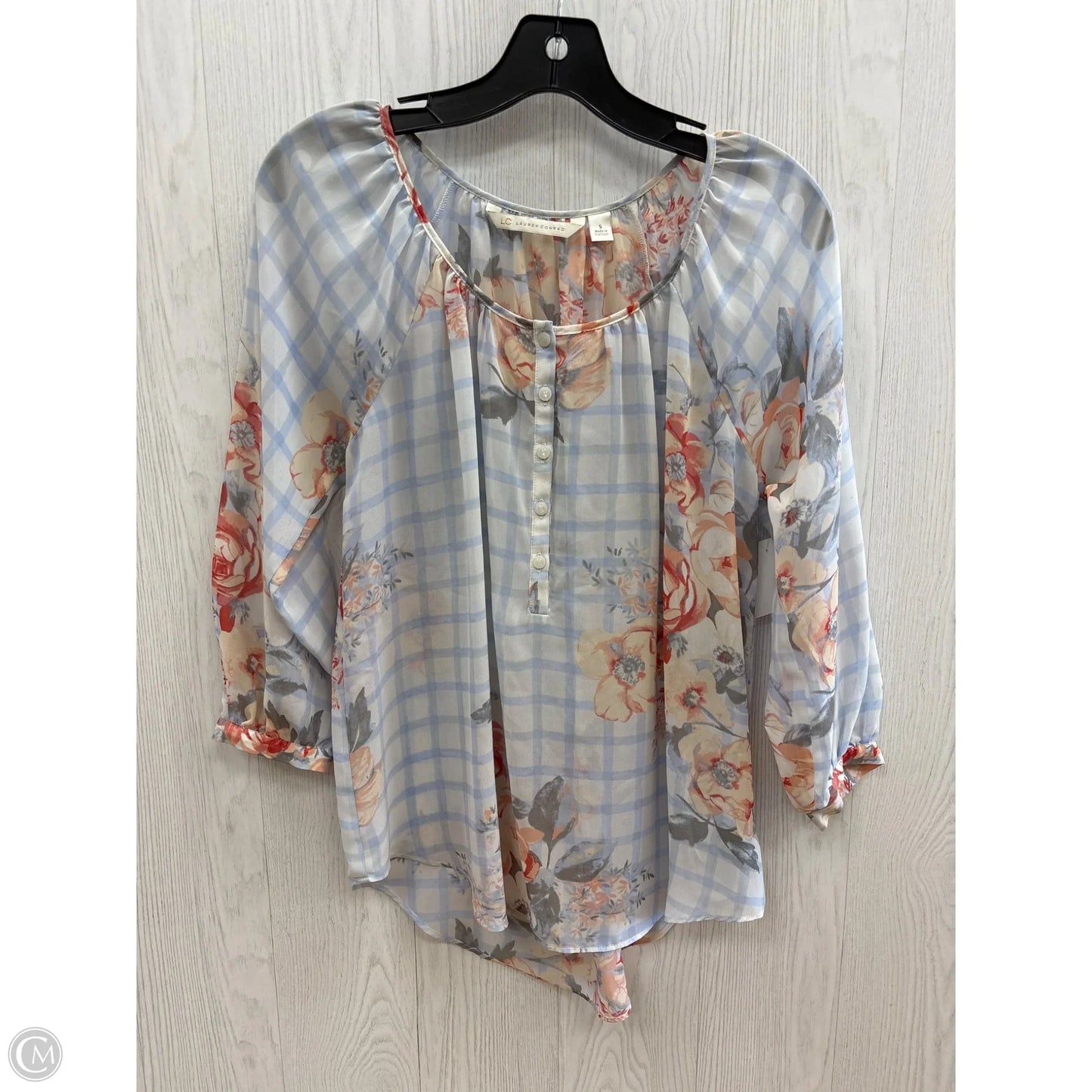 Top 3/4 Sleeve By Lc Lauren Conrad In Blue & Orange, Size: S