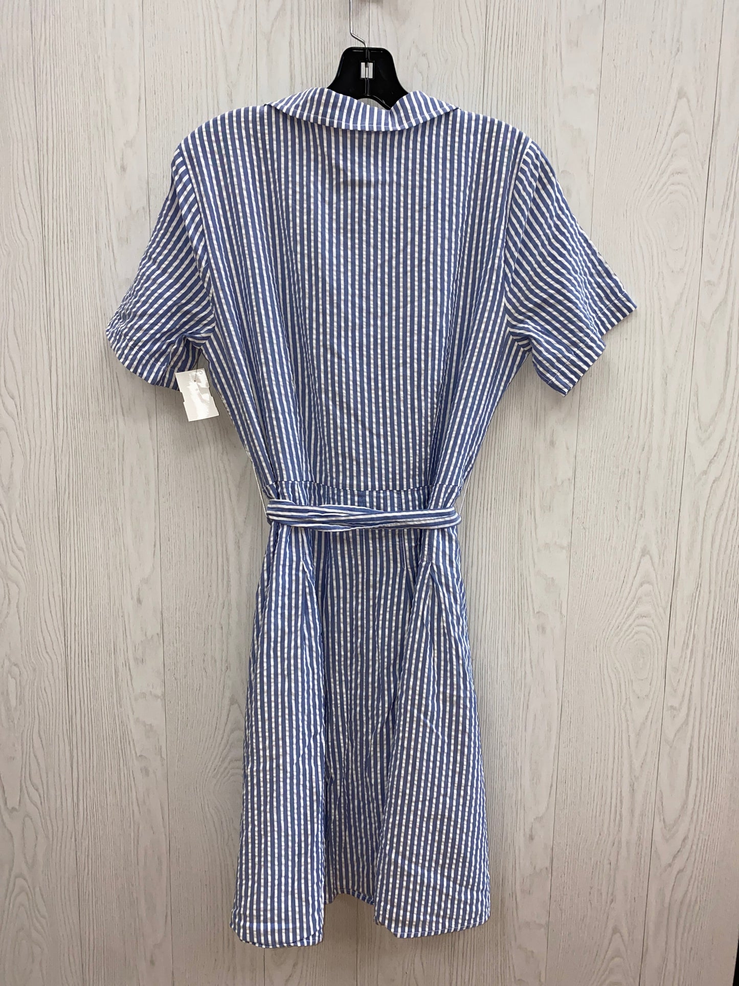 Blue & White Dress Casual Midi Elle, Size L