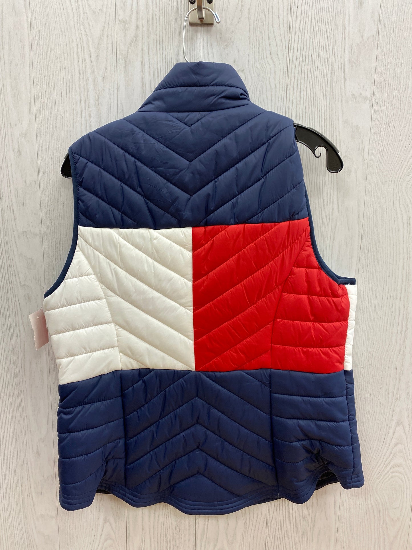 Vest Puffer & Quilted By Tommy Hilfiger In Blue & Red & White, Size: L