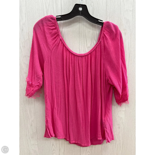 Top Short Sleeve By Soho Design Group In Pink, Size: L