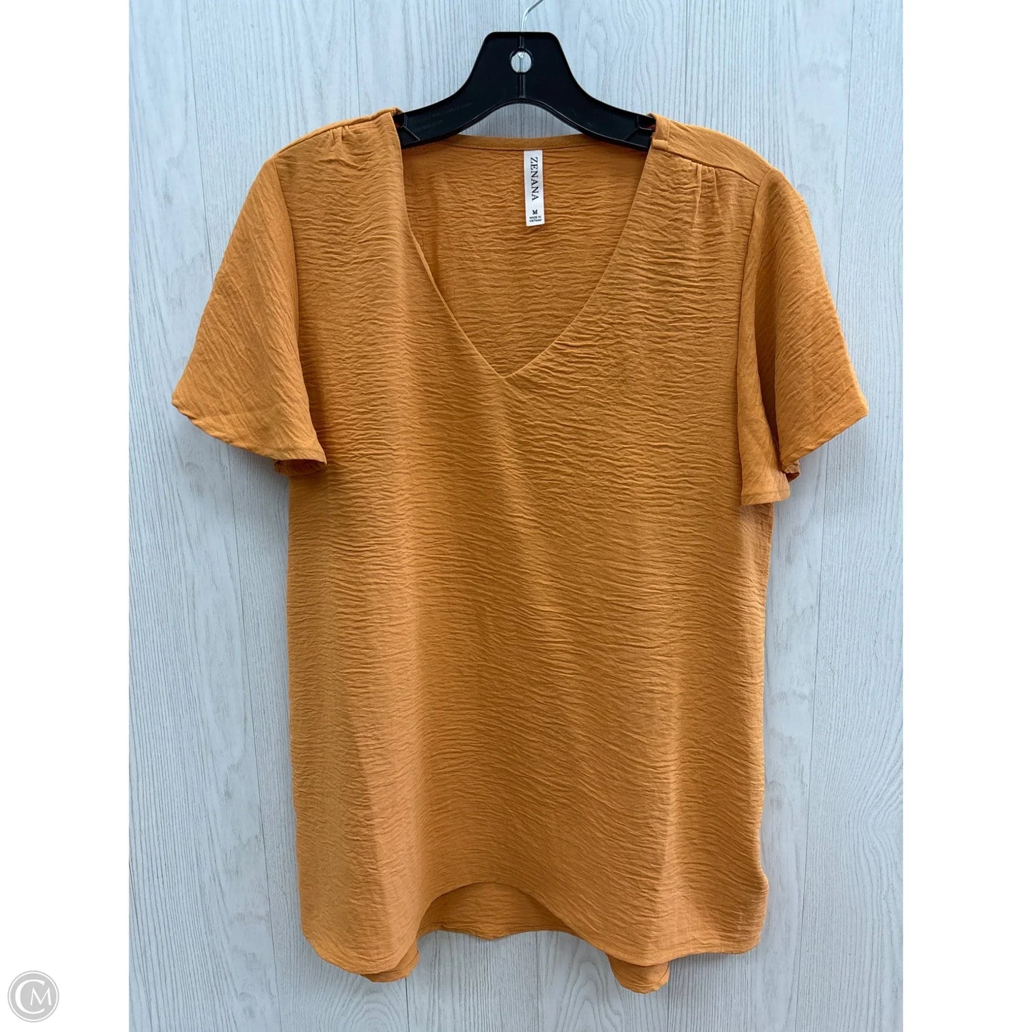 Top Short Sleeve By Zenana Outfitters In Orange, Size: M