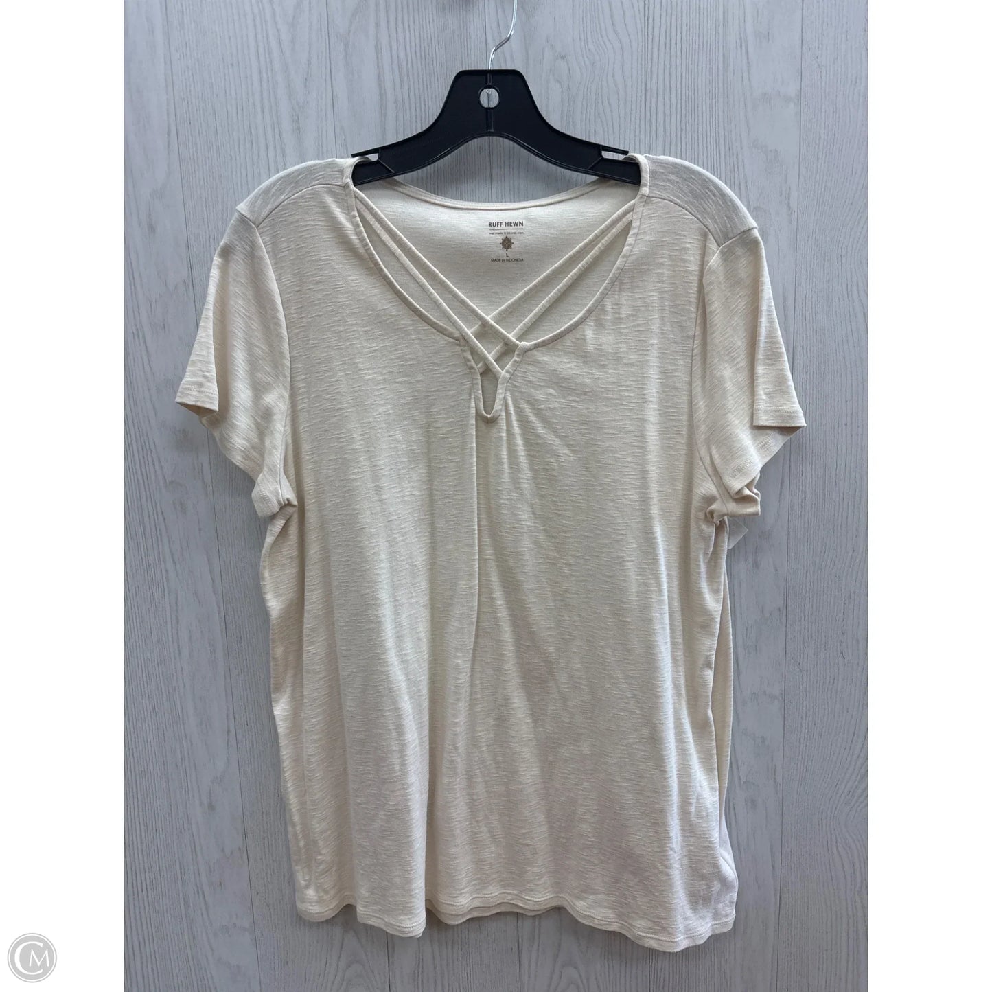 Top Short Sleeve By Ruff Hewn In Cream, Size: L