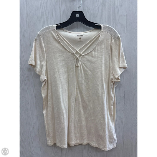 Top Short Sleeve By Ruff Hewn In Cream, Size: L