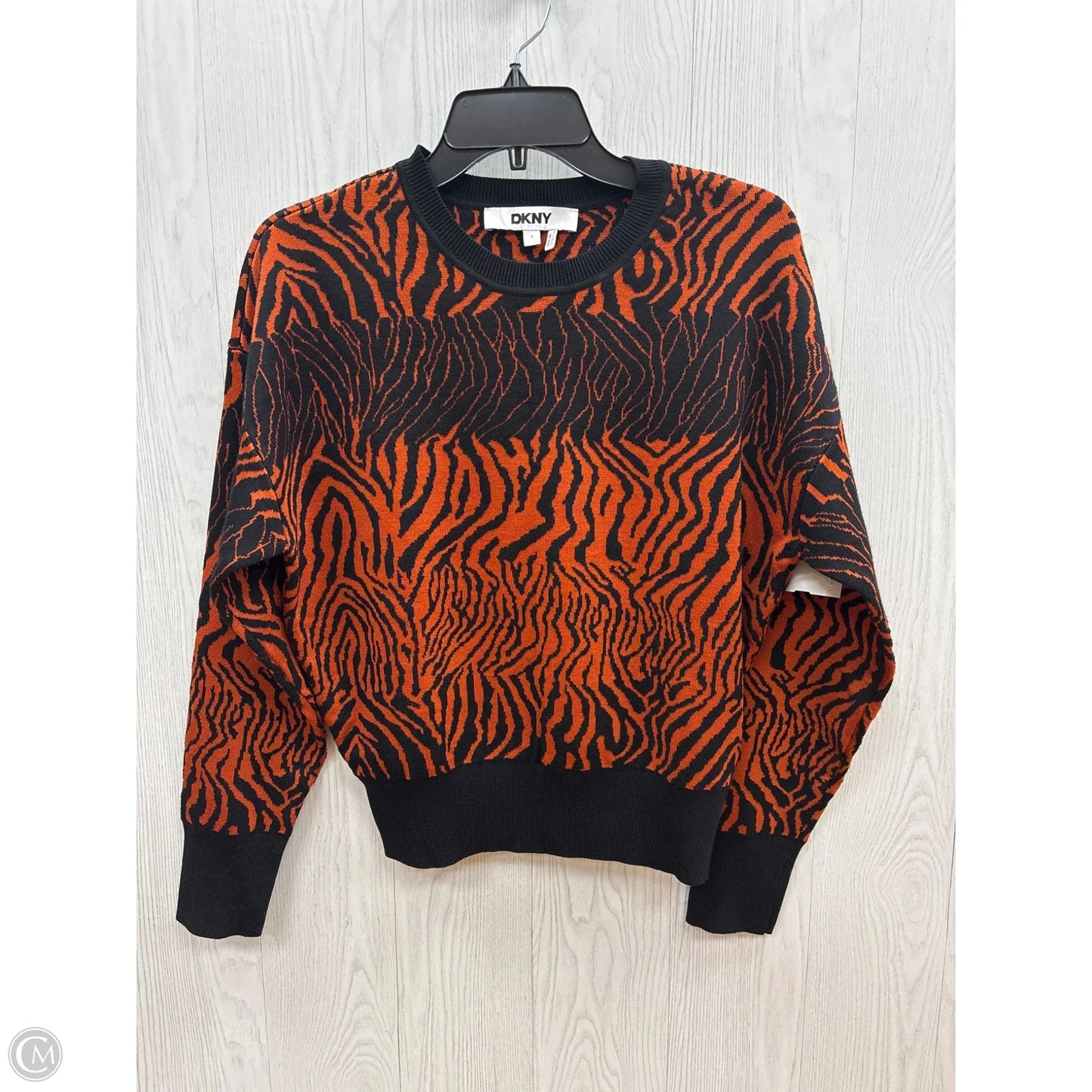 Sweater By Dkny In Black & Orange, Size: S