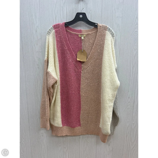 Sweater By Kori America In Pink & Tan, Size: L