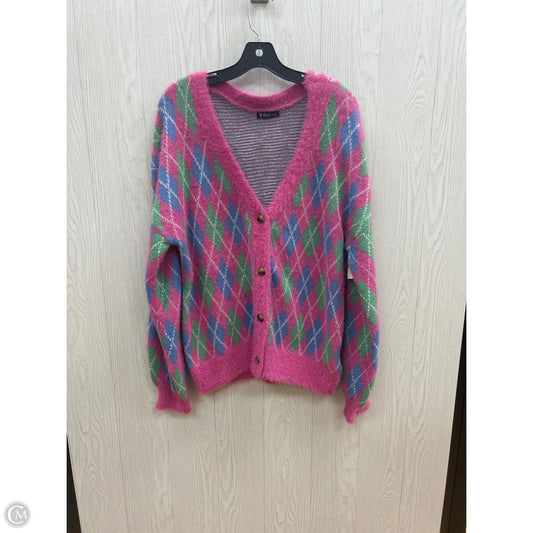 Sweater Cardigan By Very J In Pink, Size: L
