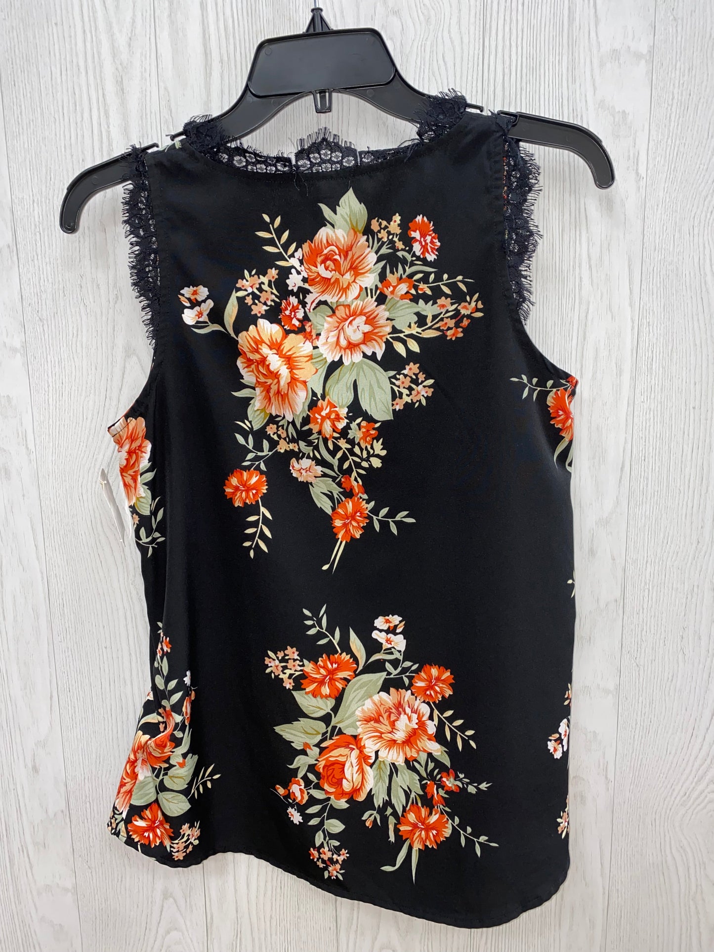 Black Floral Top Sleeveless Clothes Mentor, Size Xs