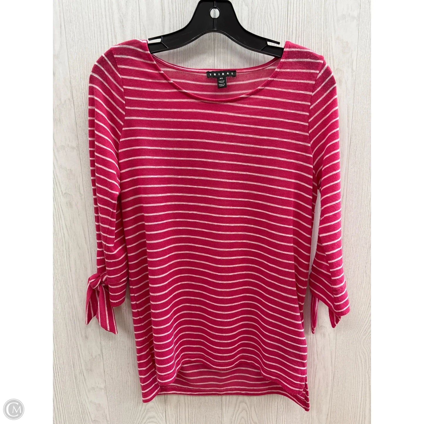 Top 3/4 Sleeve By Tribal In Pink, Size: S
