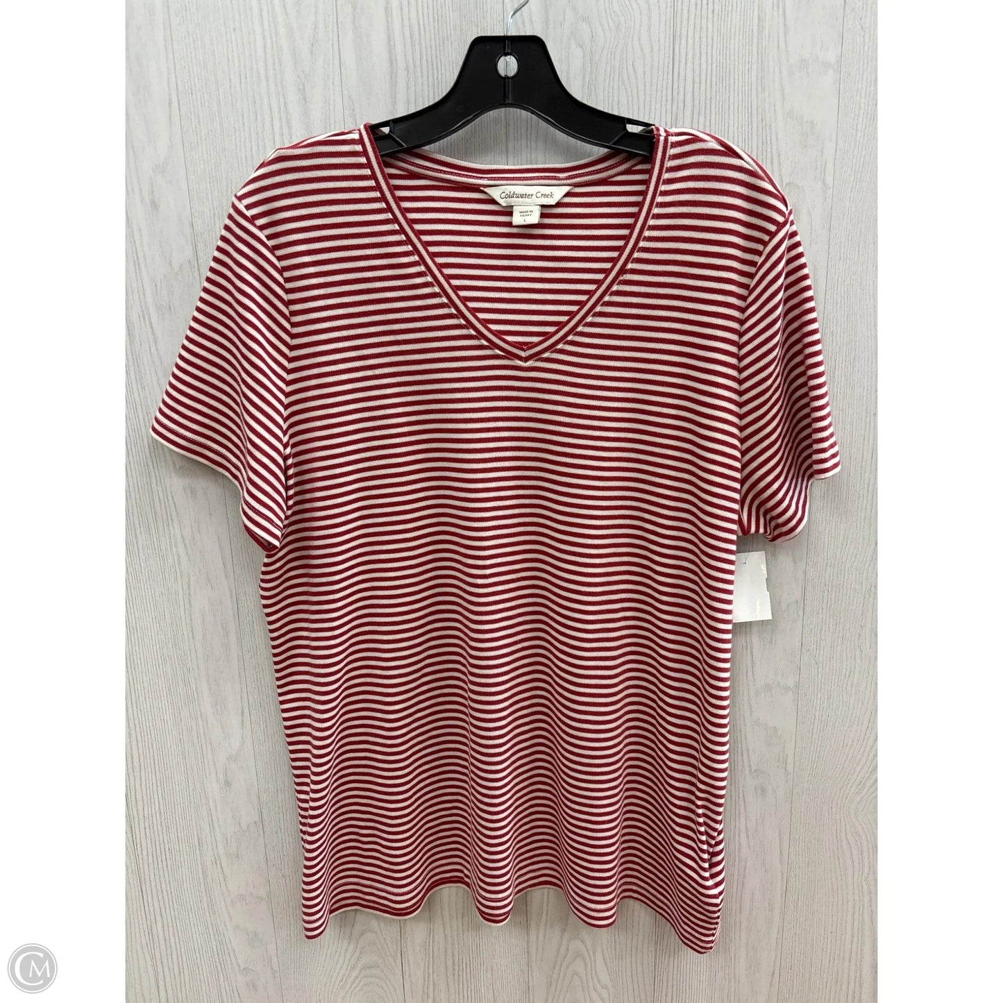 Top Short Sleeve Basic By Coldwater Creek In Red & White, Size: L