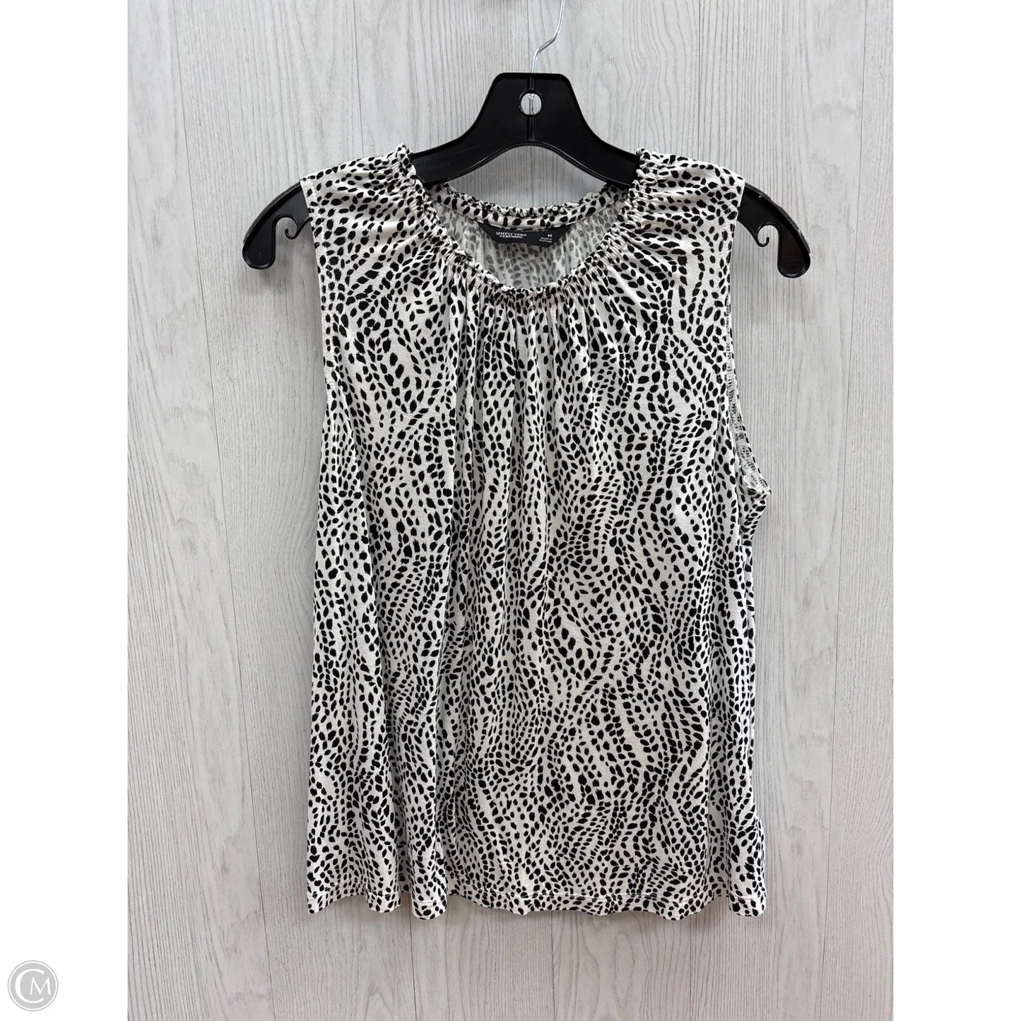 Top Sleeveless By Simply Vera In Black & White, Size: M