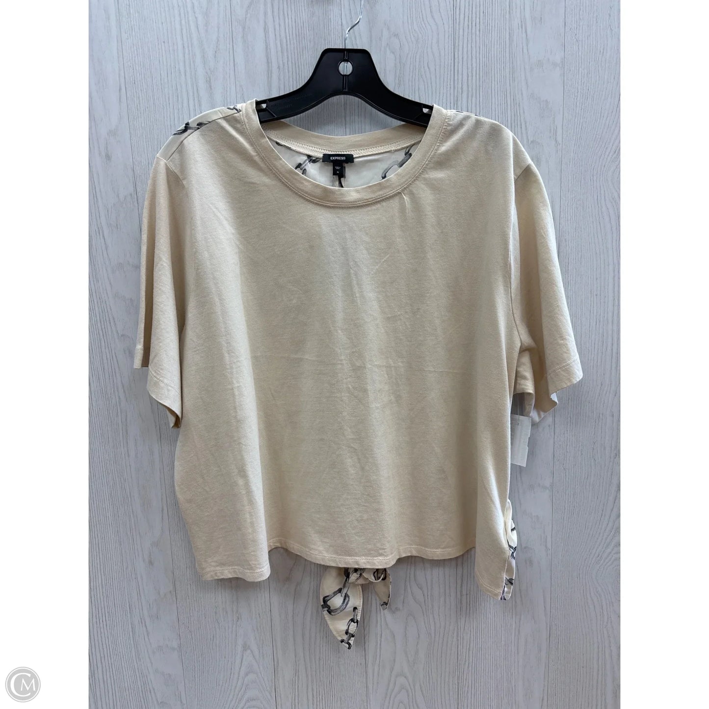 Top Short Sleeve By Express In Cream, Size: Xl