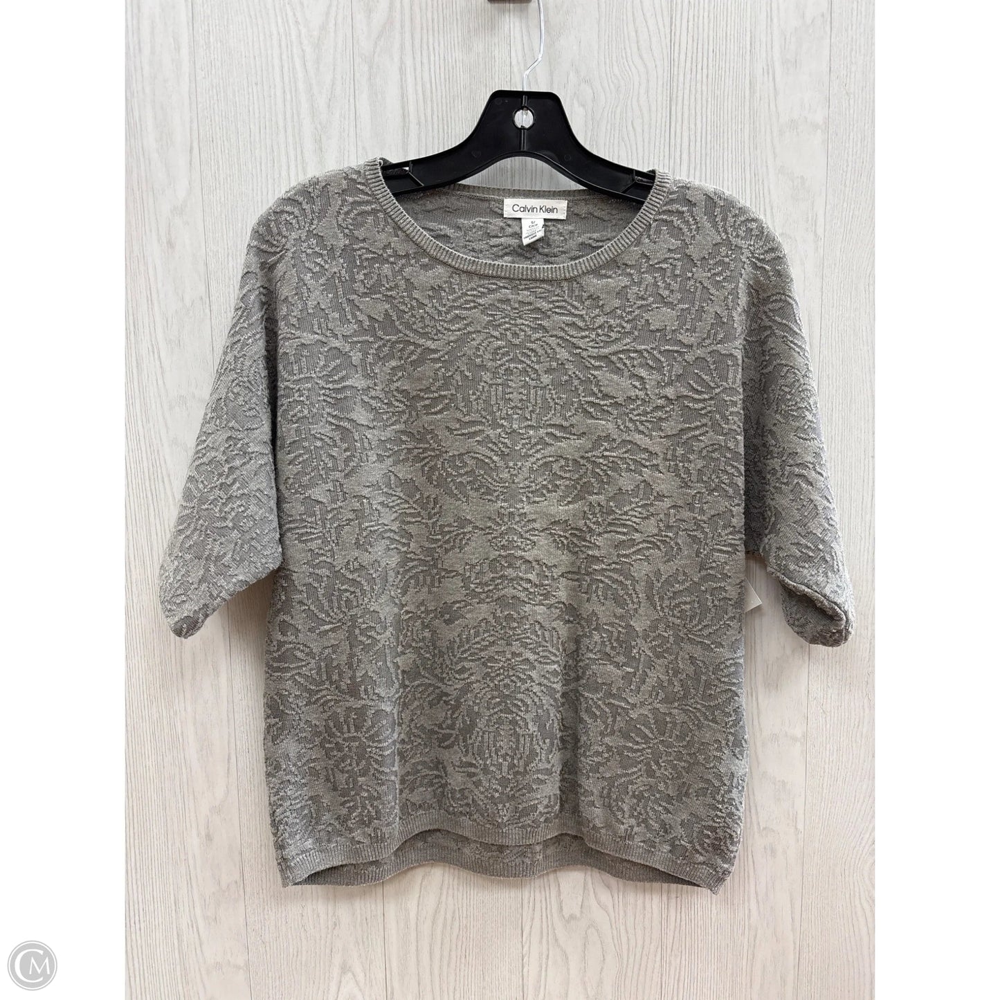 Top Short Sleeve By Calvin Klein In Grey, Size: S