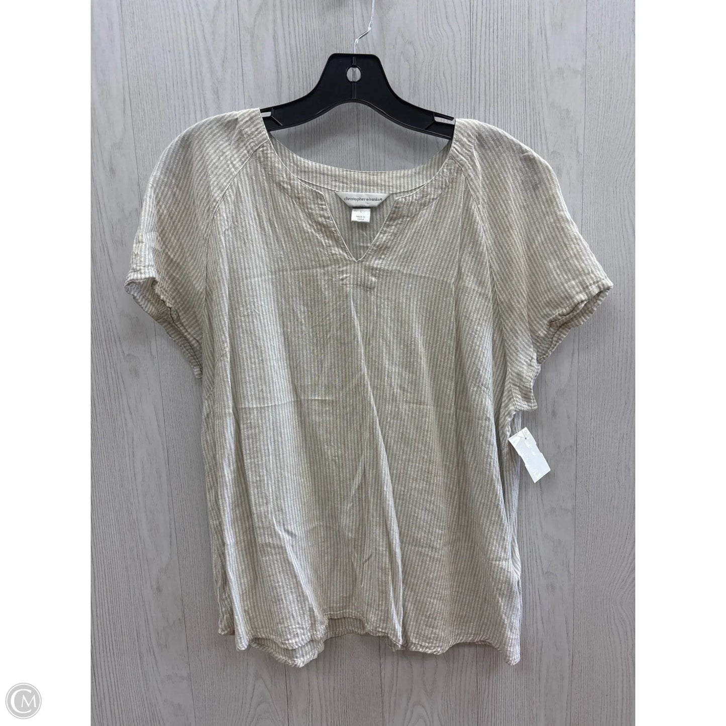 Top Short Sleeve By Cj Banks In Tan, Size: L