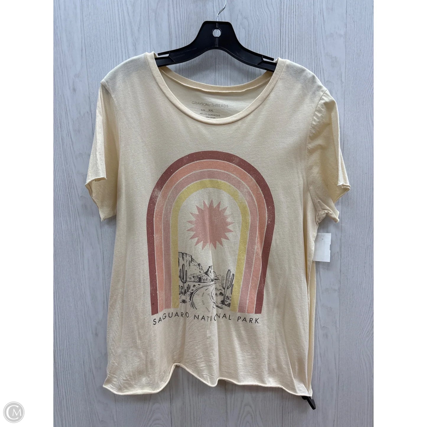 Top Short Sleeve By Grayson Threads In Cream, Size: 2x