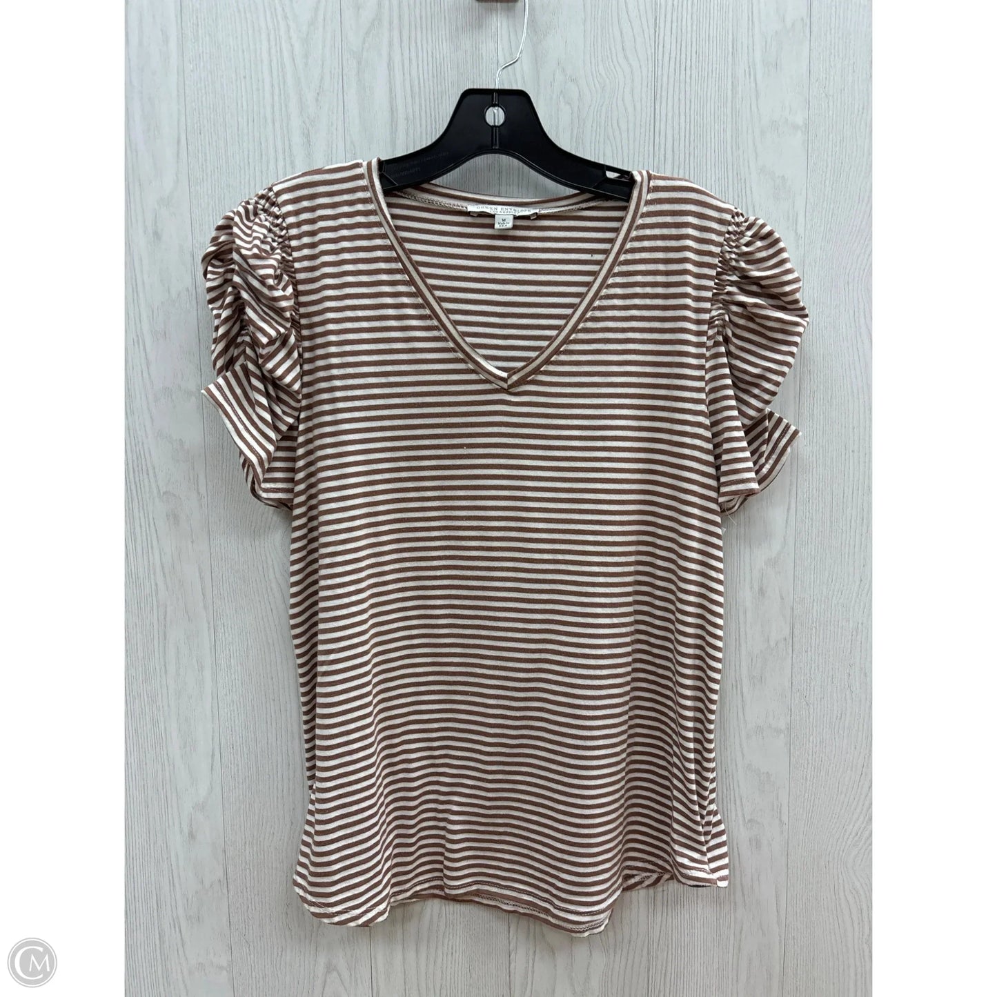 Top Short Sleeve By Green Envelope In Striped Pattern, Size: M