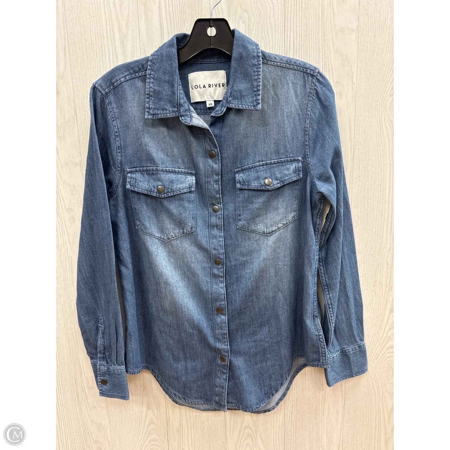 Top Long Sleeve By Lola River In Blue Denim, Size: Xs